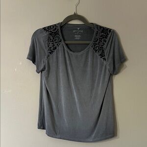American Eagle Outfitters Charcoal Lace Detail Tee